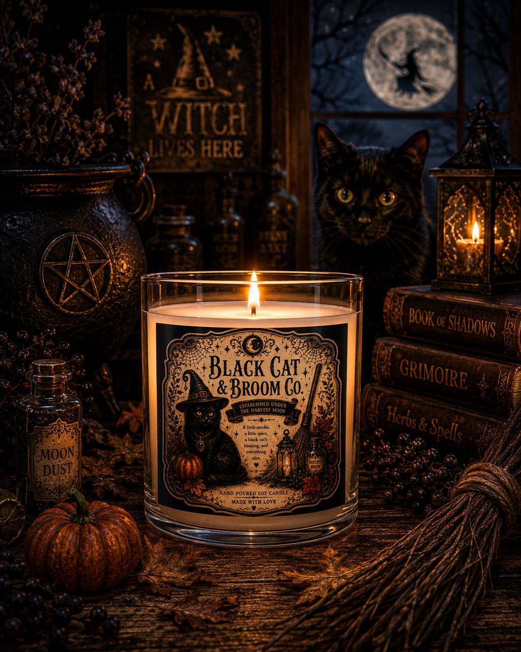 Black Cat & Broom Co. Candle | 11 oz Scented Glass Candle