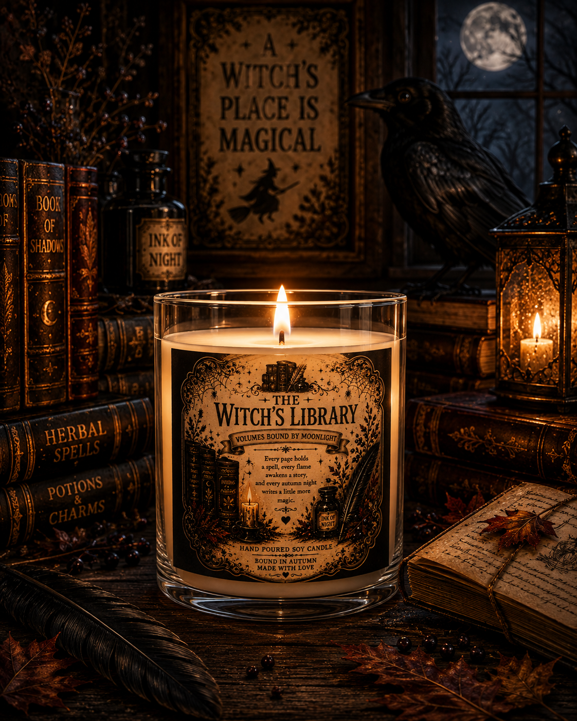 The Witch's Library Candle | 11 oz Scented Glass Candle