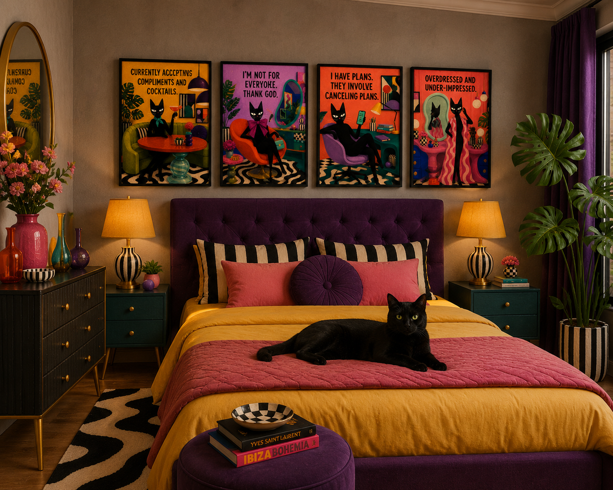Adult Comfort Cat - Set of 4 Digital Posters