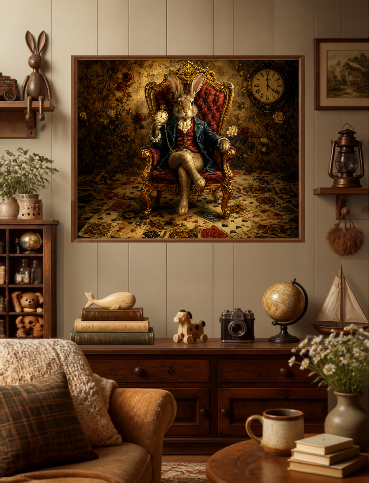 Whimsical Rabbit with Watch Digital Poster