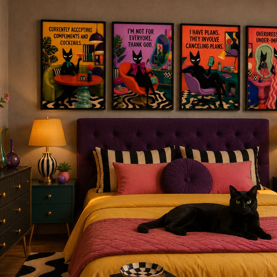 Adult Comfort Cat - Set of 4 Digital Posters
